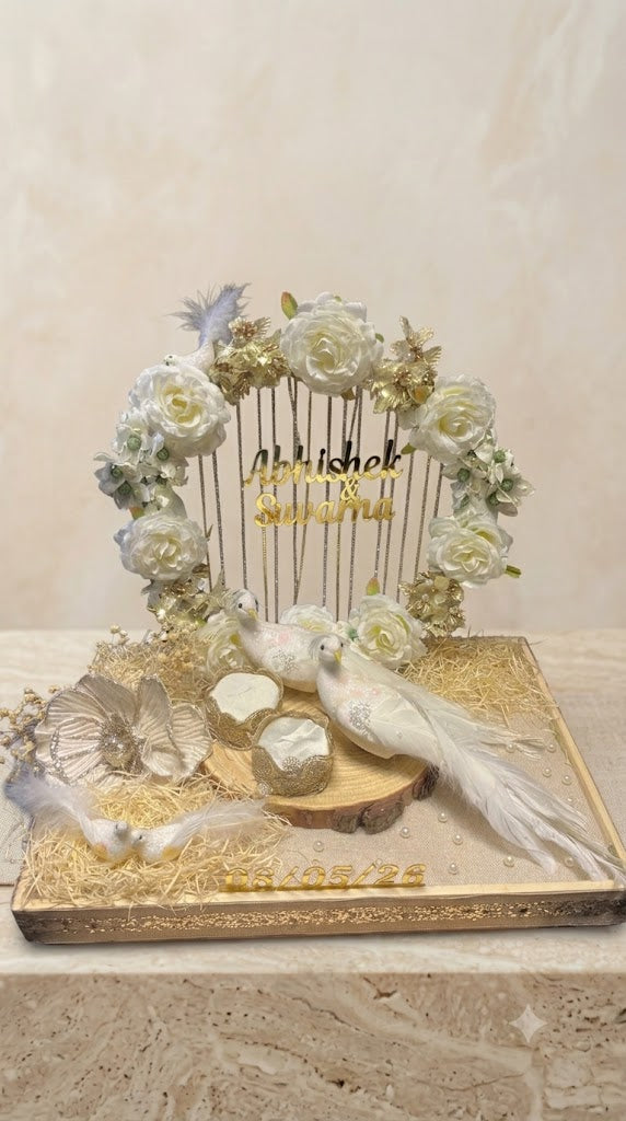 Premium Floral Hoop Ring Ceremony Platter with Bird. Buy for