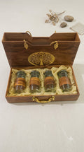 Beautiful Wooden 4 Jar Set Box