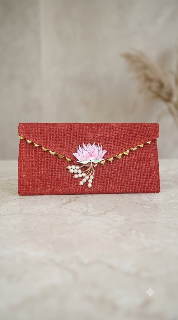 Big  Lotus Print Shagun Envelope