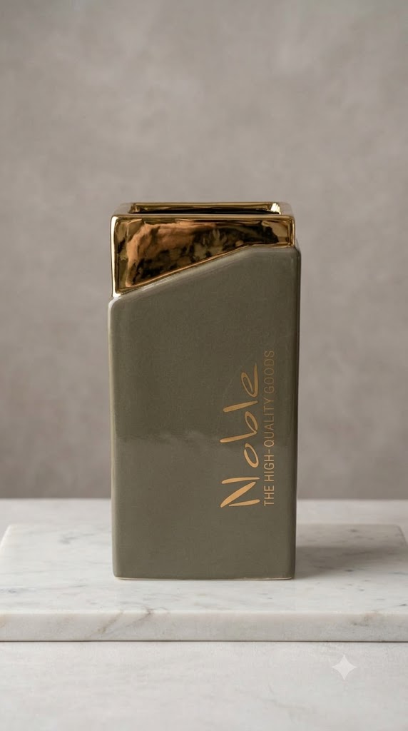 Noble  Rectangular Grey and Gold Flower Pot