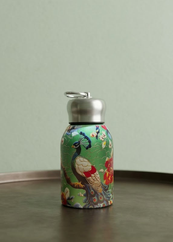 Peacock Print Water Bottle
