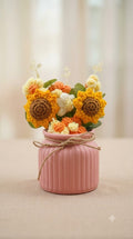 Sunflower and white Floral Corchet Bouquet