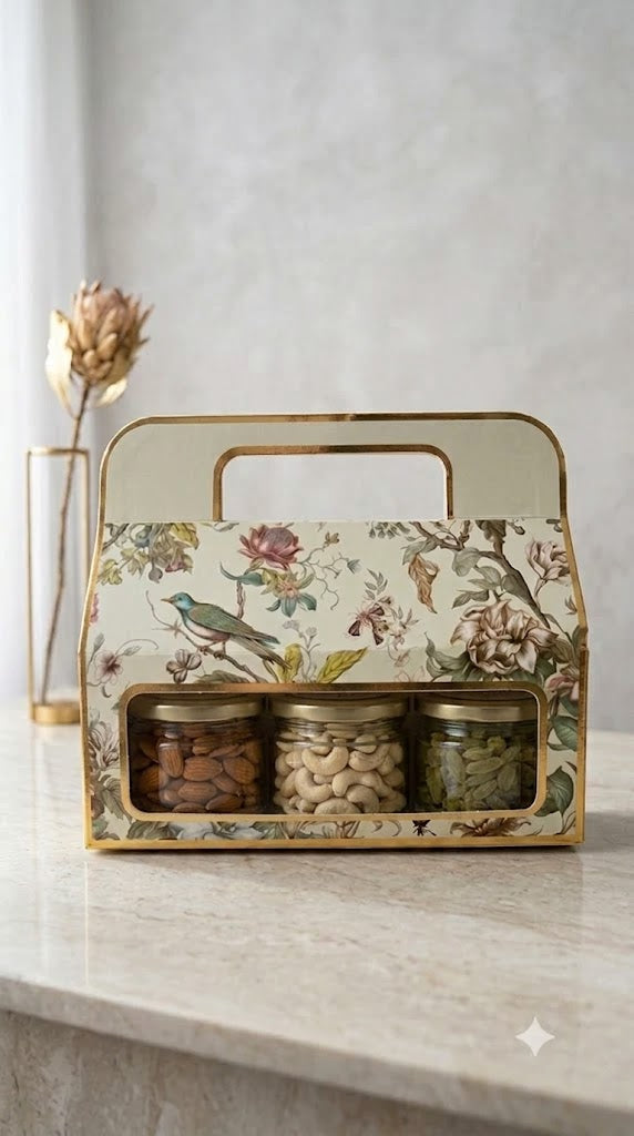Beige Colour Pattern Jar Box