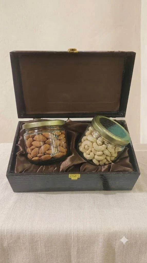 Brown Leather Coated 2 Jar Set Box