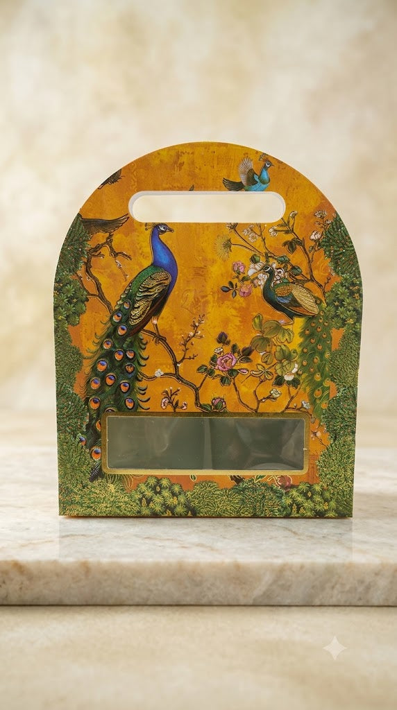 Peacock Theme Box With 2 Empty Jar