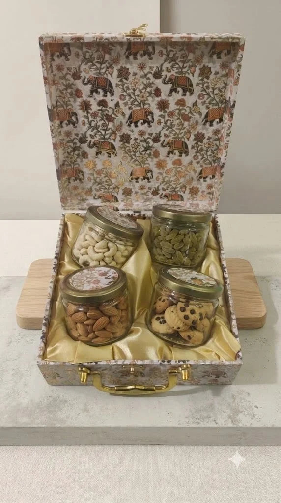 Elephant Theme 4 Jar Set Box