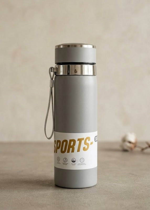 Grey Stainless Steel Water Bottle