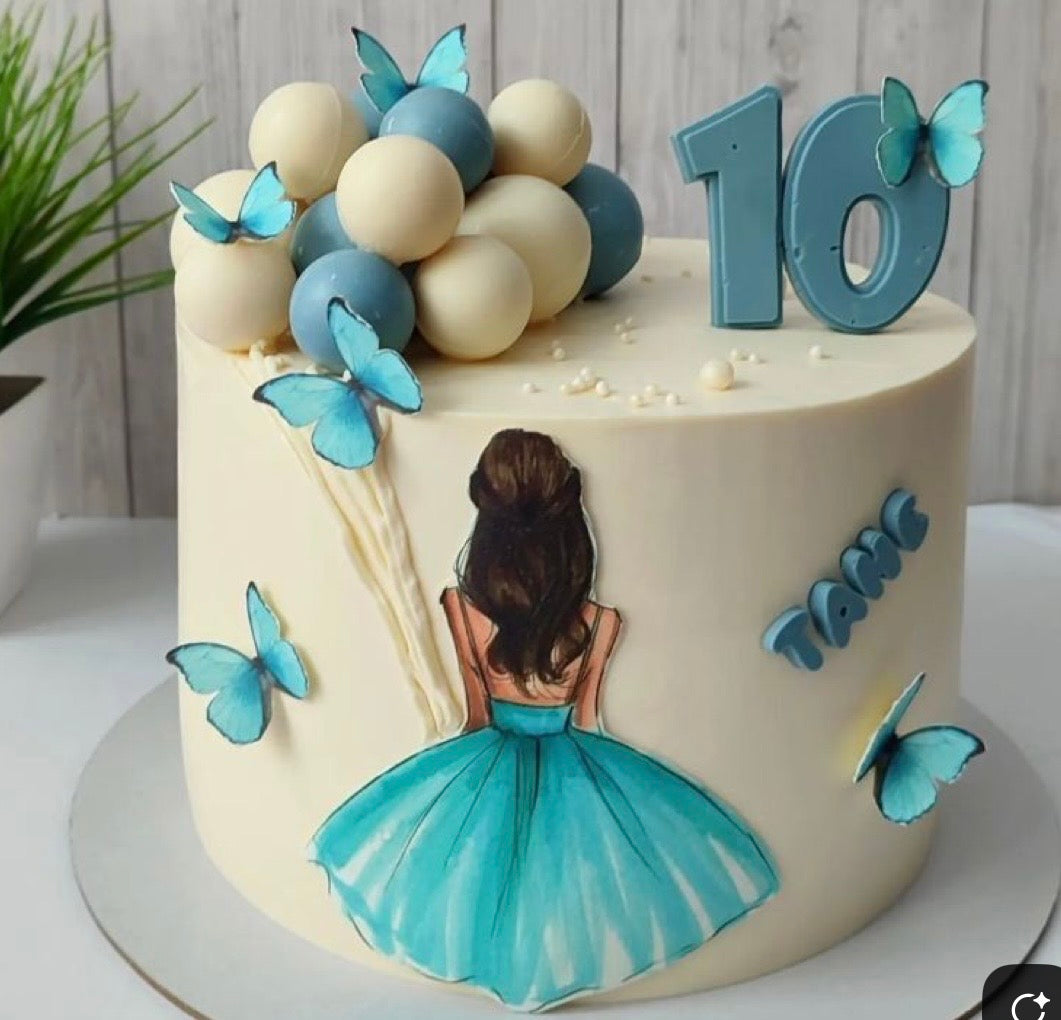 Blue Princess Balloon Cake ( 1kg )
