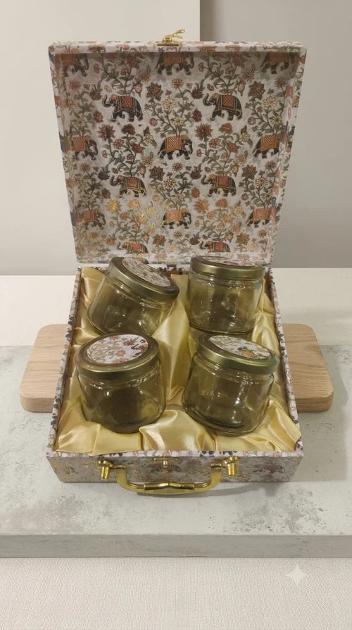 Elephant Theme 4 Jar Set Box