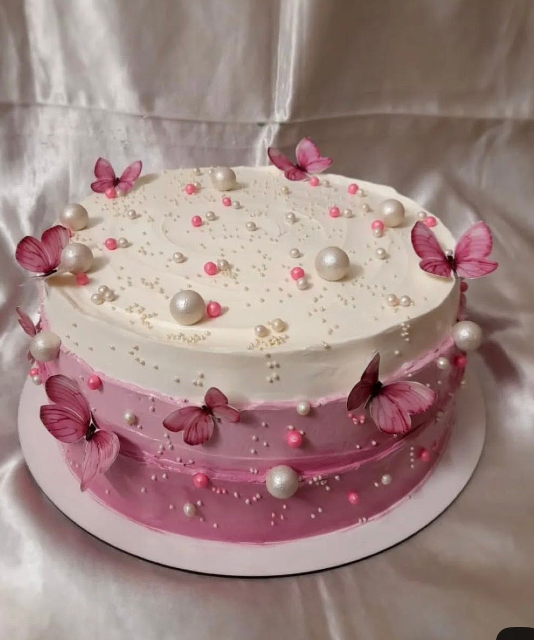White and Pink Butterfly Cake ( 1kg)
