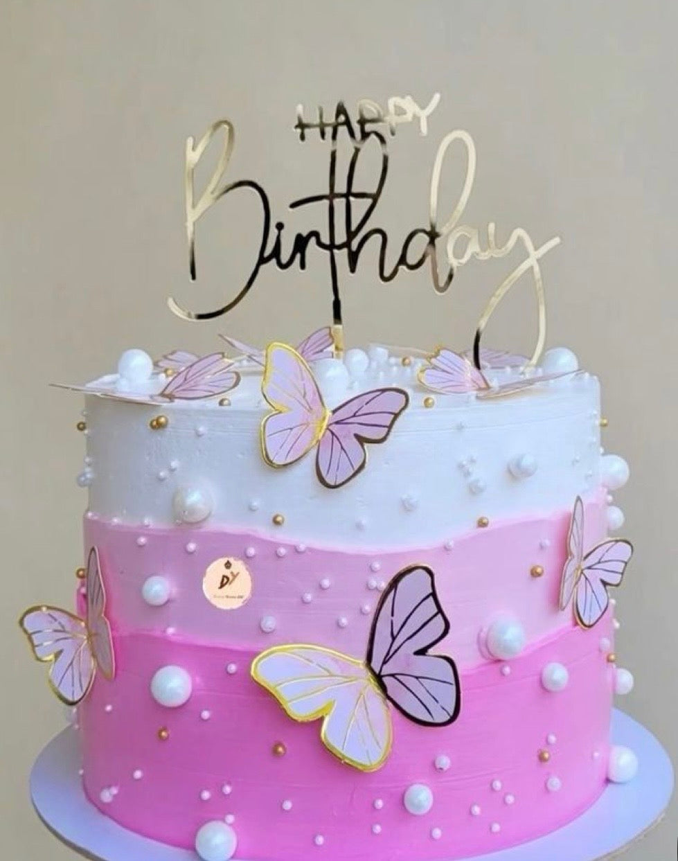 Pink Butterfly Pearl Cake ( 1kg )