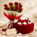 Midnight Bloom & Velvet Luxe( 12 roses bouquet with red velvet cake)