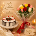 Radiant Blossoms & Black Forest Delight(10 mix roses bouquet with half kg cake)