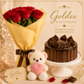 The Celebration Trio (10 roses bouquet with teddy and cake)