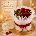 Pearl Ruffle Rose Bloom (Fresh rose bouquet with mesh cake 750gm)