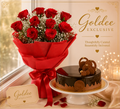 Choco-Rose Luxe (12 roses bouquet with 1/2 kg  chocolate cake)