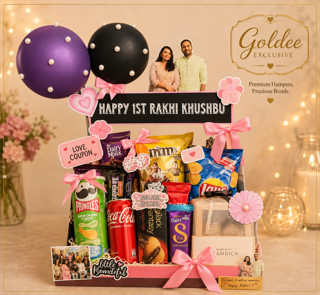 Bow Rakhi Hamper (Edible Items worth Rs1000)