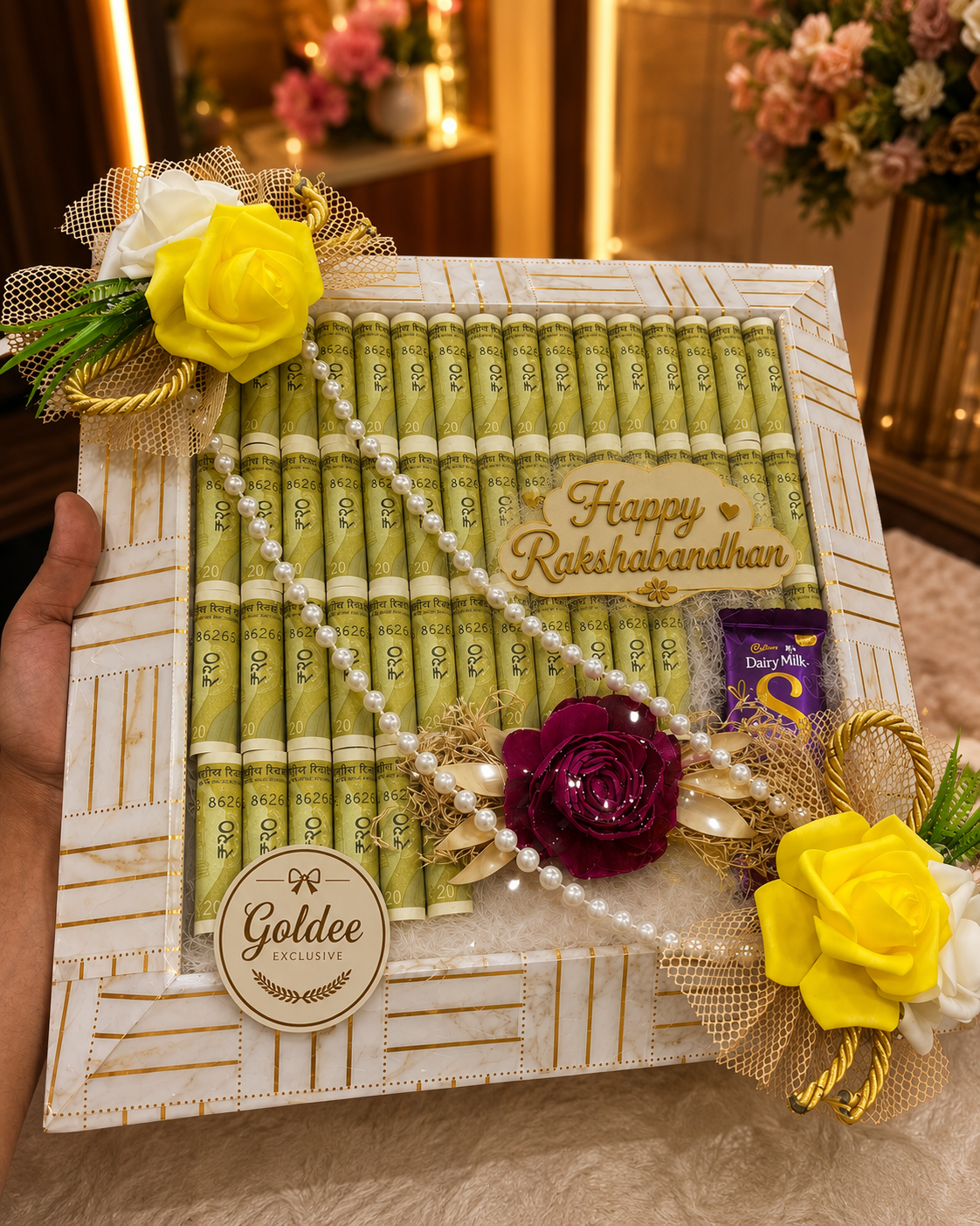 1100 wala rakhi gift with one silk chocolate