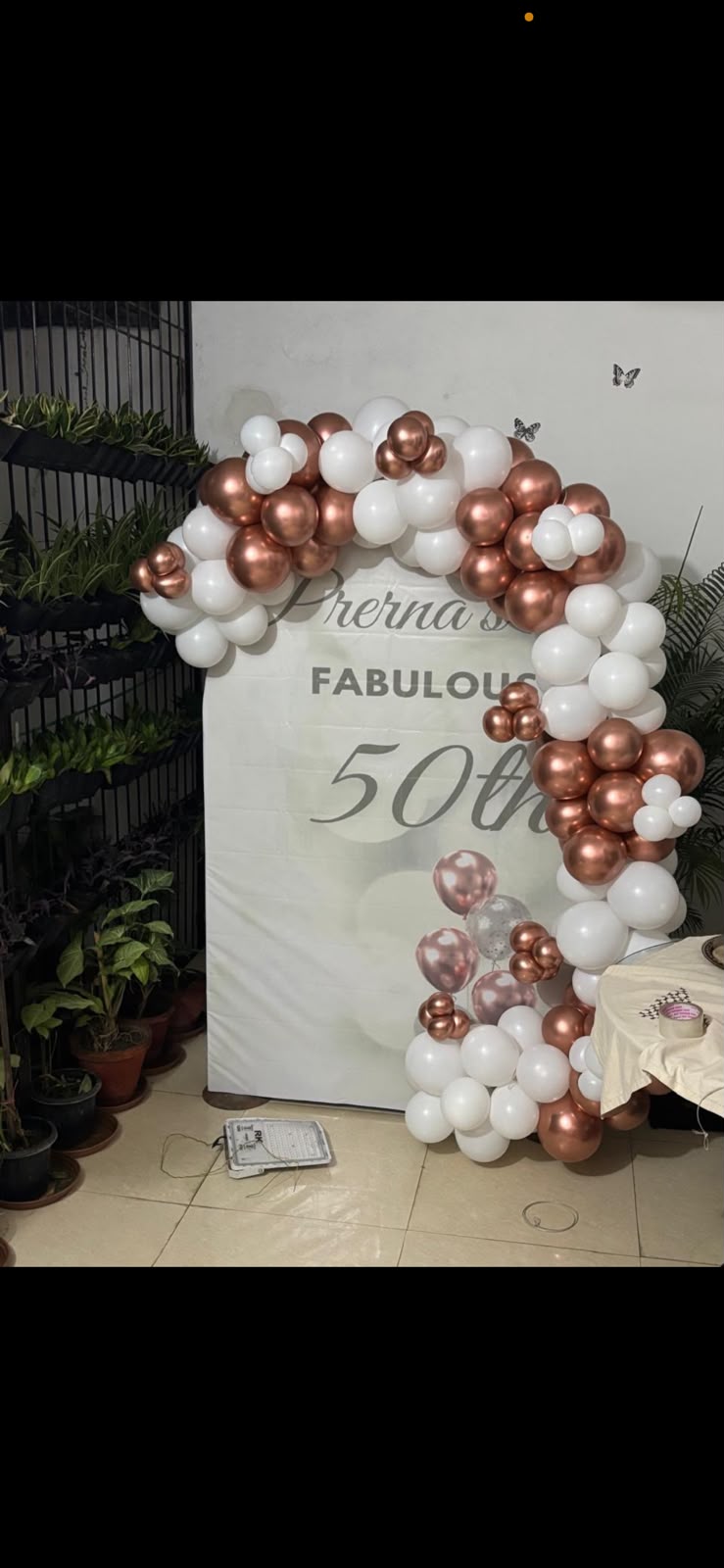 Rose Gold & White Balloon Board Decor