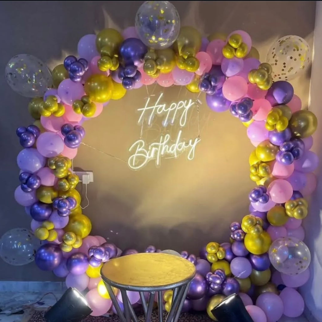 Luxe Chrome Birthday Balloon Ring Arch Decor