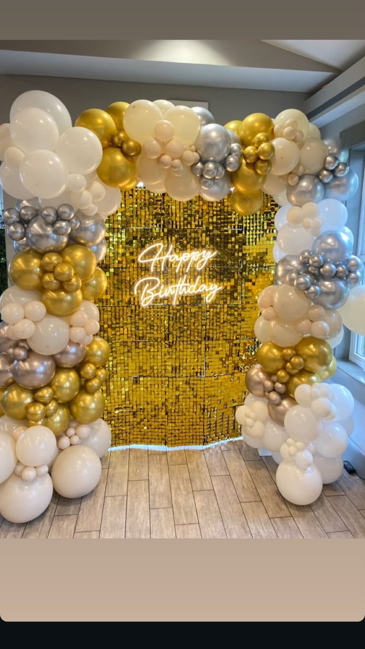 Preninum white Gold Balloon Square Arch Decor