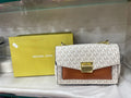 White & Brown Designer Flap Bag