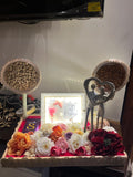 Floral chocolate & dry fruit wedding invite hamper