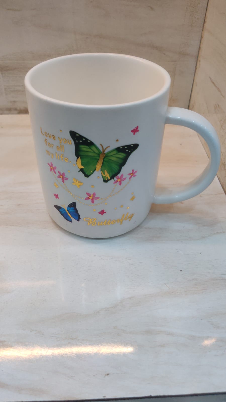 White Ceramic Butterfly Mug