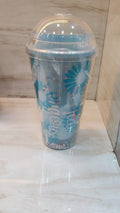 Blue Floral Tumbler with Dome Lid
