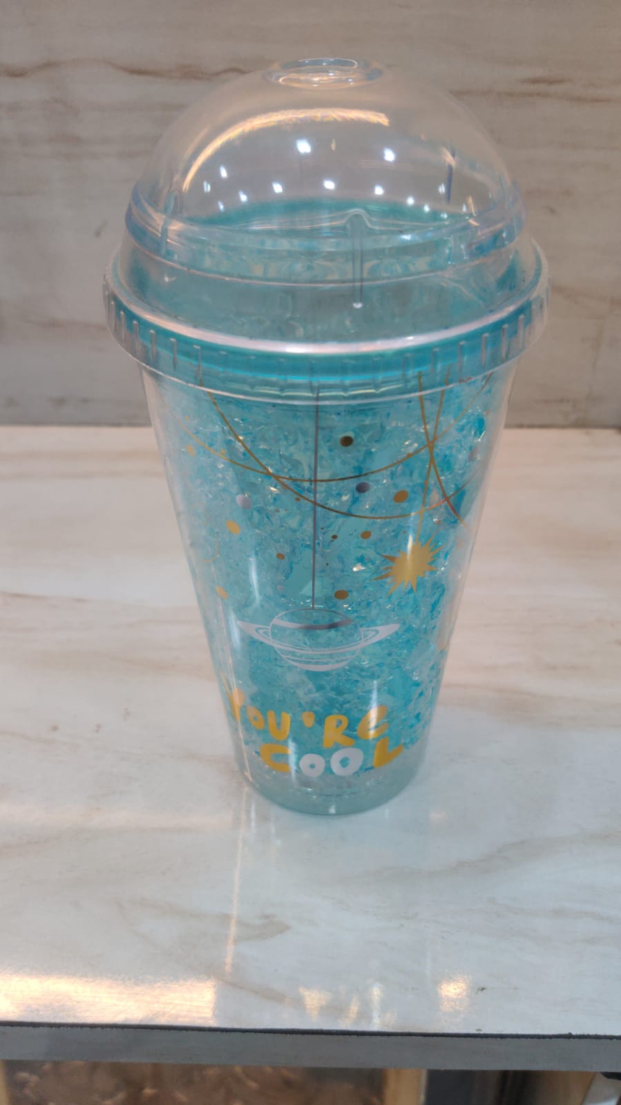 Blue Glitter Ice-Effect Sipper