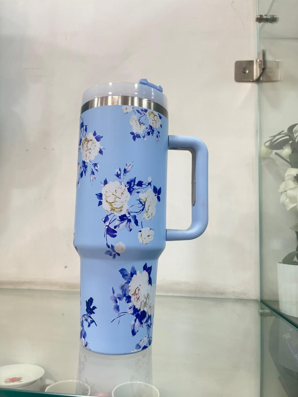 Floral blue tumbler