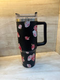 Black floral tumbler