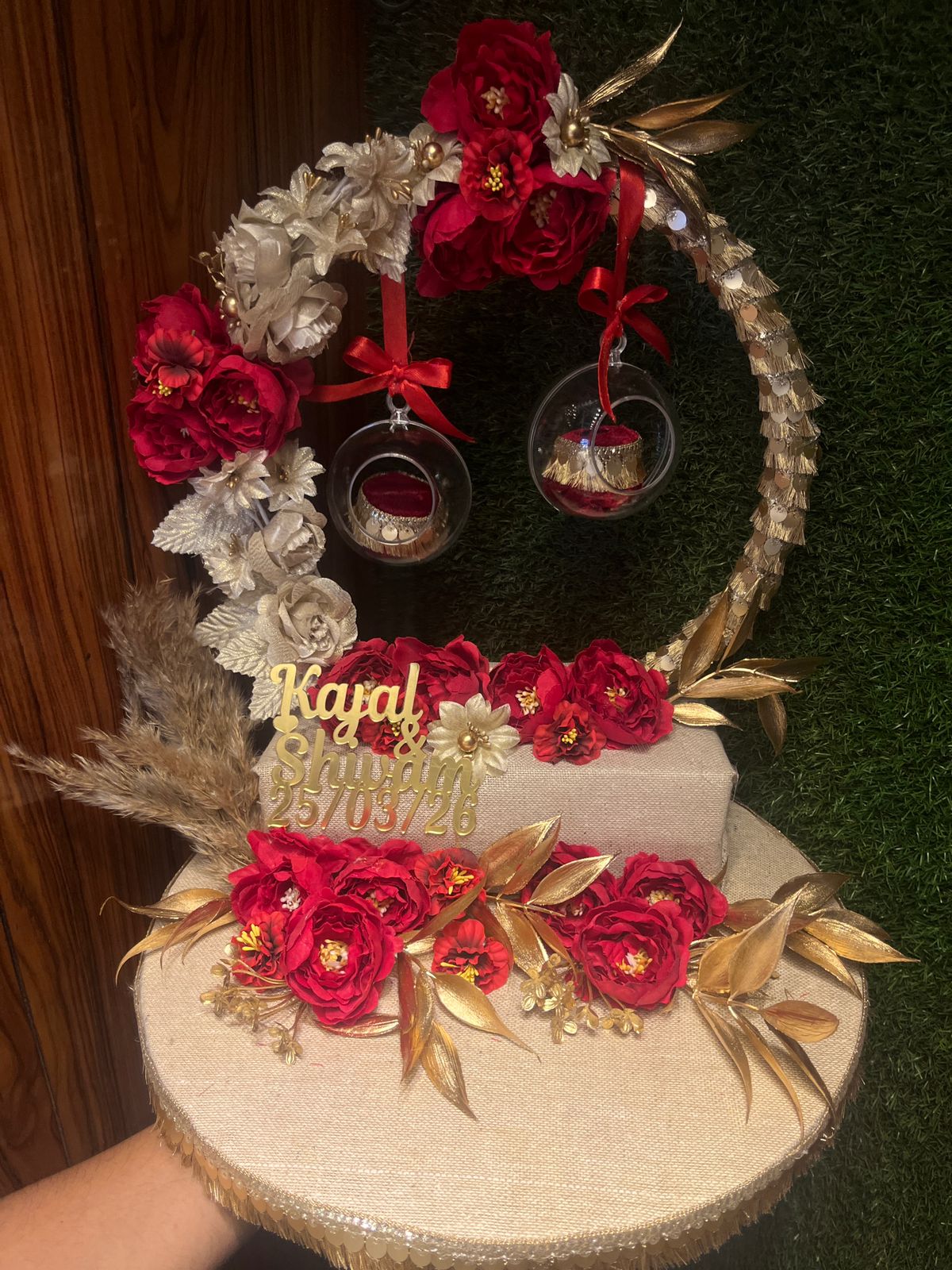 Red and golden boho ring tray. Buy it for