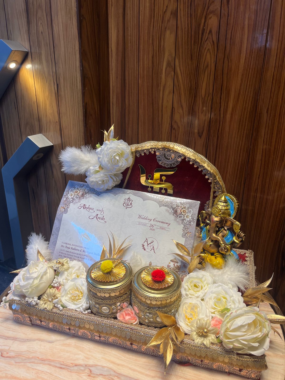 Royal Ganesh ji wedding card with dry fruits