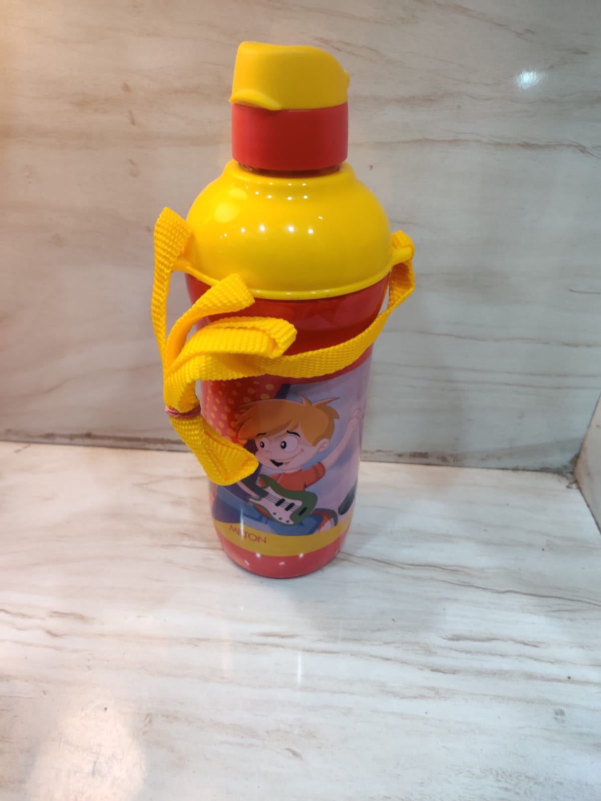 Red and yellow cartoon bottle