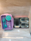 Pink steel tiffin