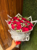 Fresh roses bouquet with baby breath(20 pcs)