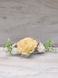 Yellow and white silk roses bunch