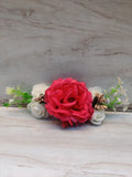 Fuchsia and cream silk roses bunch