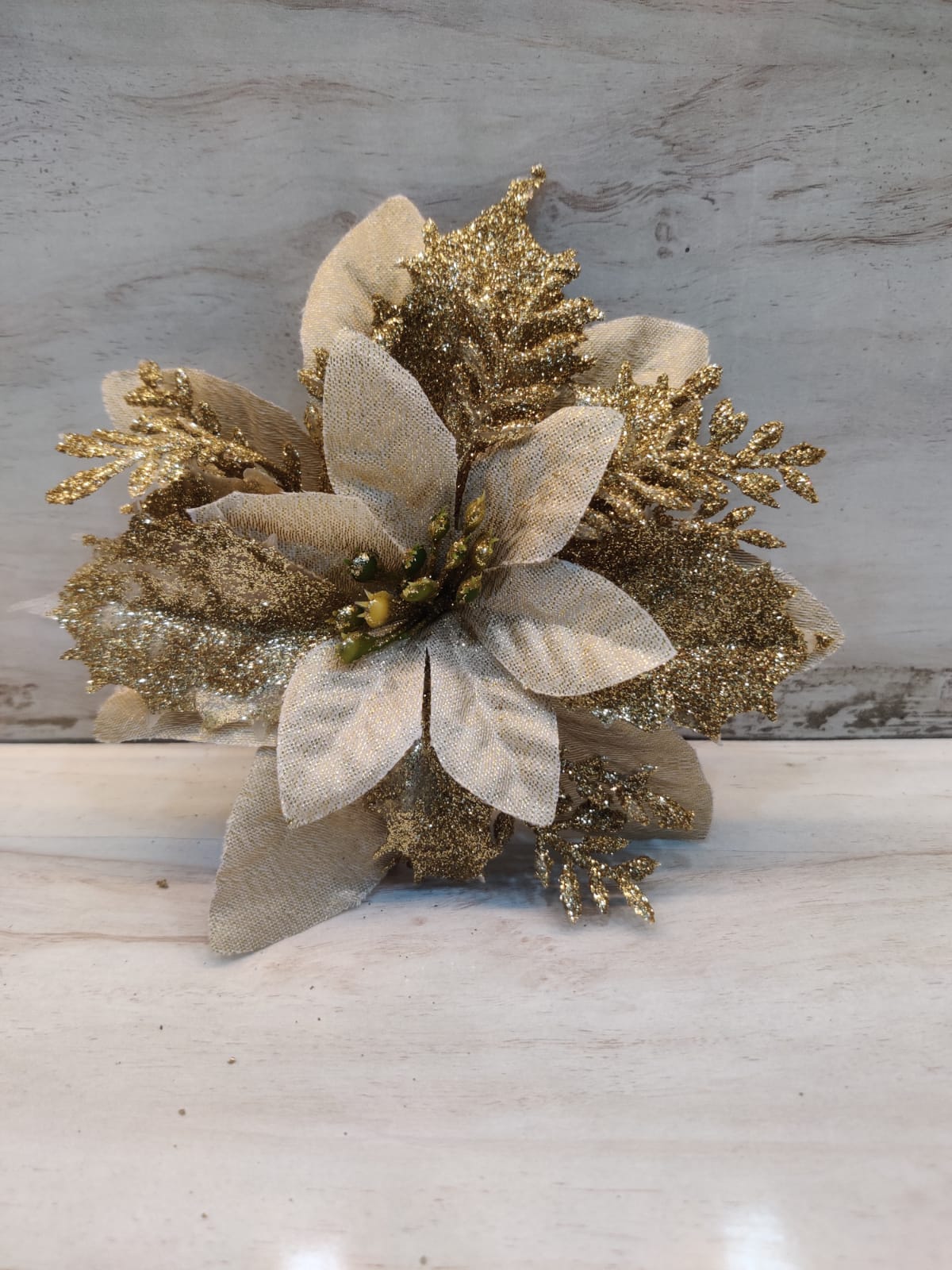Champagne & gold shimmer velvet flower
