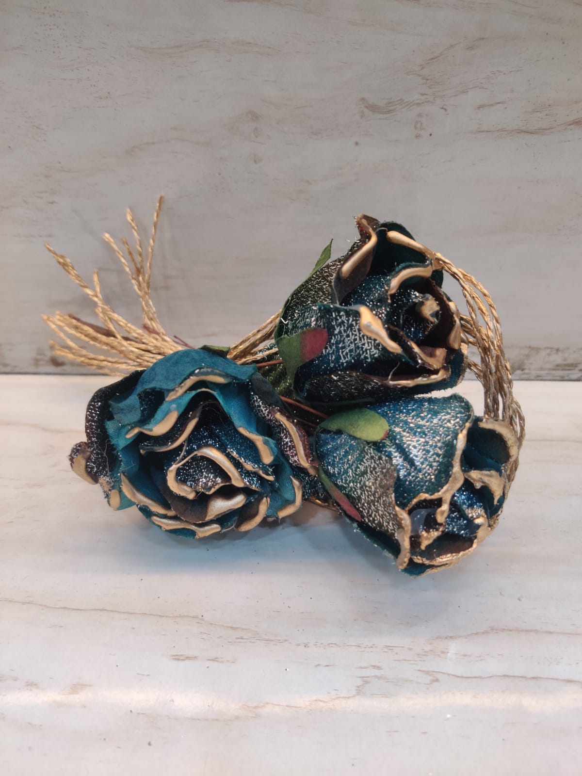 The Majestic Teal & Gold flower bunch