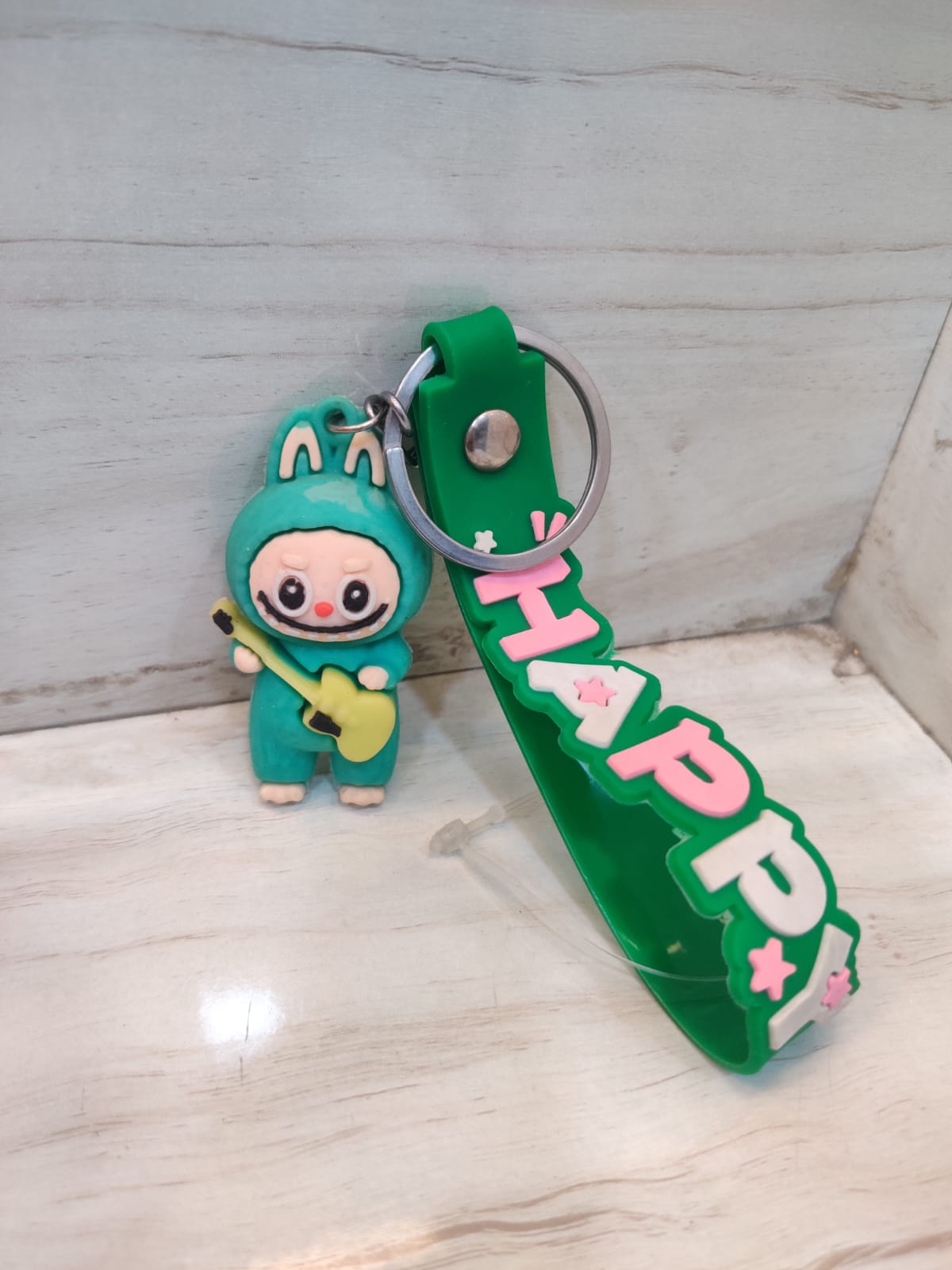Green labubu keychain