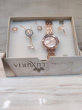 Rose gold watch & accessory set