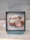 Rose Gold 2-Piece Jewellery Set with Green Stone Bracelet