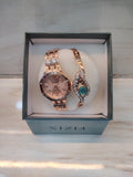 Rose Gold 2-Piece Set with Turquoise Stone Bracelet