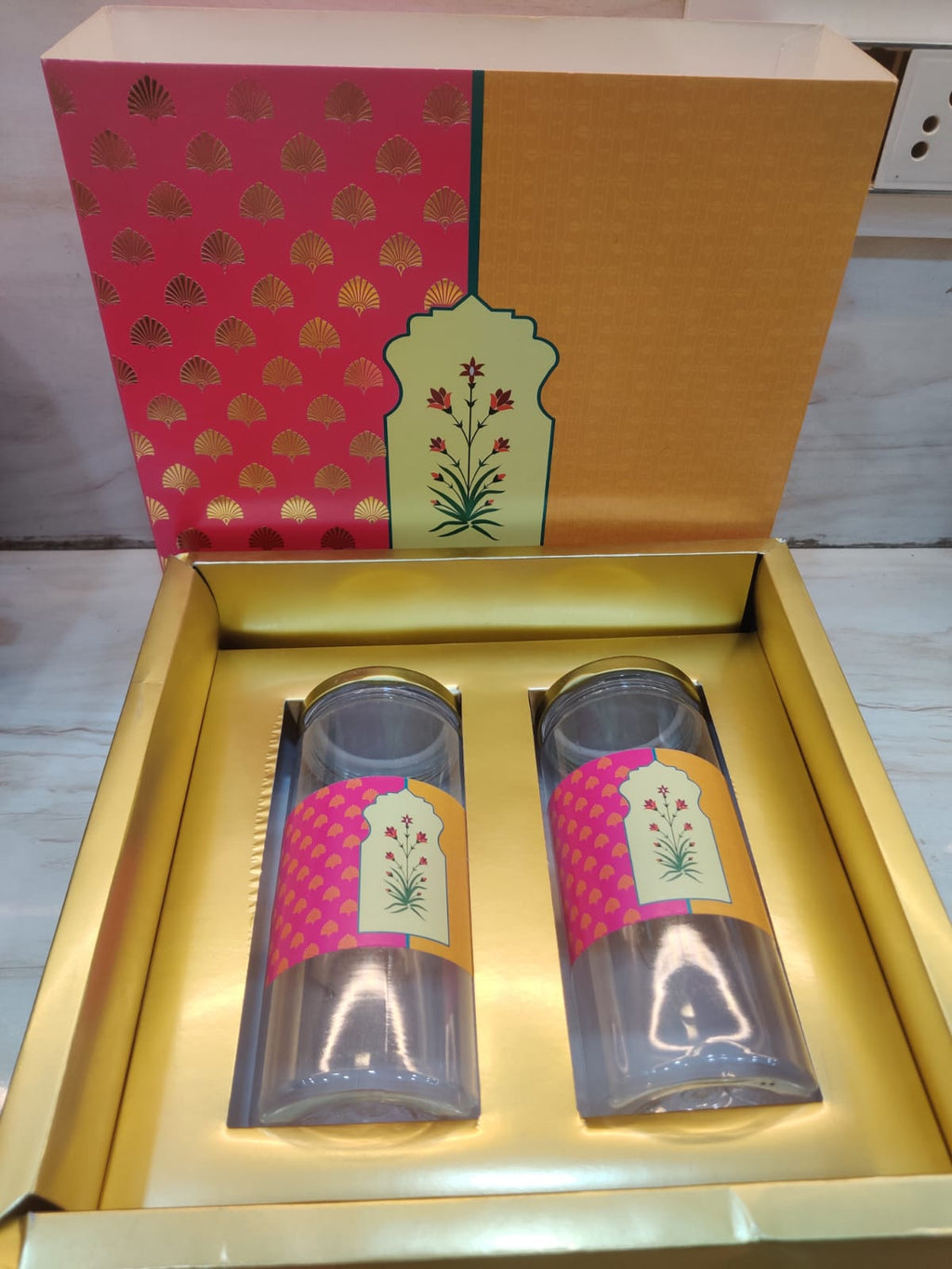 Pink and Mustard  Floral Hamper Box