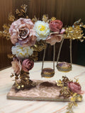 Gold Hanging Swing Ring Holder Tray. Rent it for