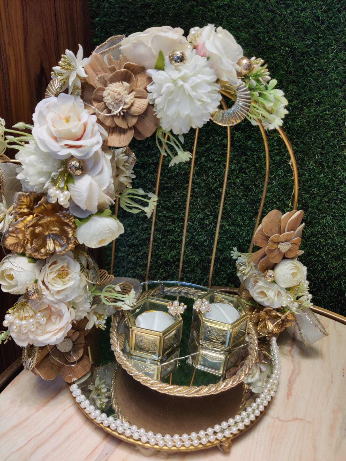 Golden cage Floral Ring Platter.Buy for
