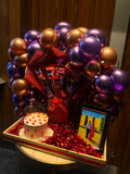 Lavender RoseGold Balloon with Cake , Photo Frame and Chocolate Bouquet