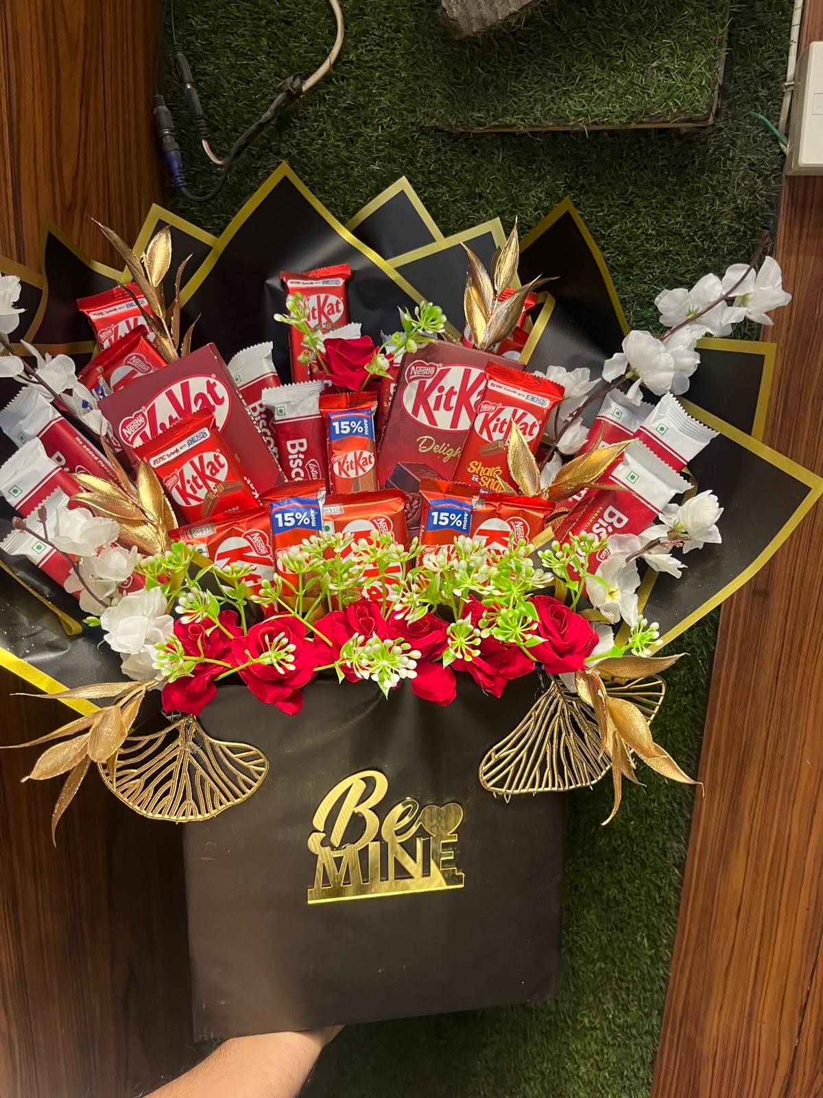 "Be Mine" KitKat Chocolate & Floral Bouquet